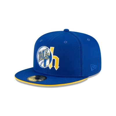 Sapca New Era Seattle Mariners MLB Double Logo 59FIFTY Fitted - Albastri